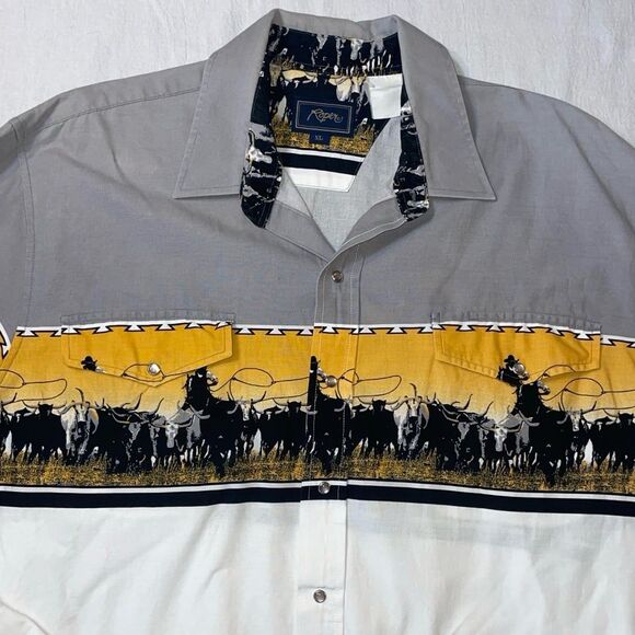 Vintage 90's Pearl Snap Western Rodeo Shirt Men's XL - Picture 2 of 6